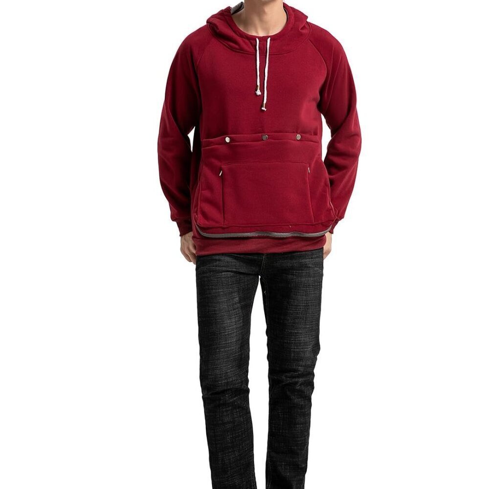 Unisex Pet Carrier Hoodie Long Sleeve Front Pouch Sweatshirt Hands Free
